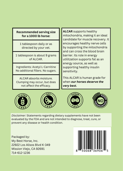 Acetyl L-Carnitine (ALCAR) My Best Horse Inc. Acetyl L-Carnitine (ALCAR) My Best Horse Inc.